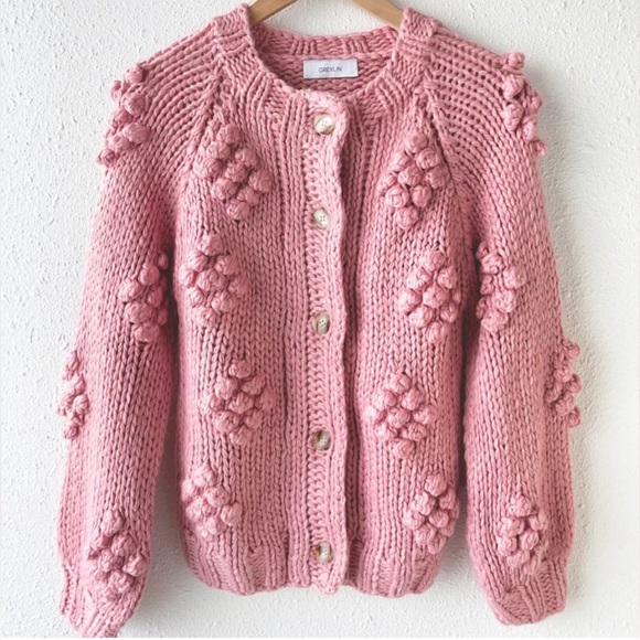 Greylin Sweaters - Greylin Haley Hand loomed Pom Pom Cardigan